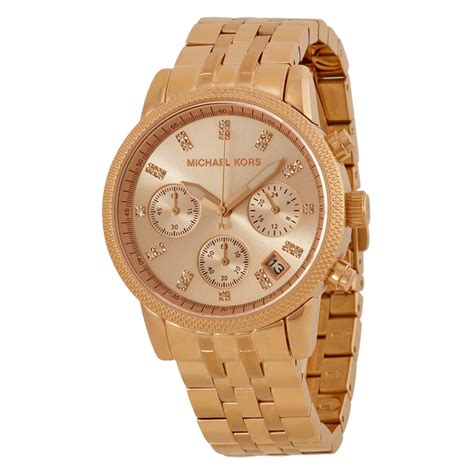 michael kors ladies ritz rose gold plated chronograph watch mk6077|Michael Kors Women's Chronograph Ritz Rose Gold.